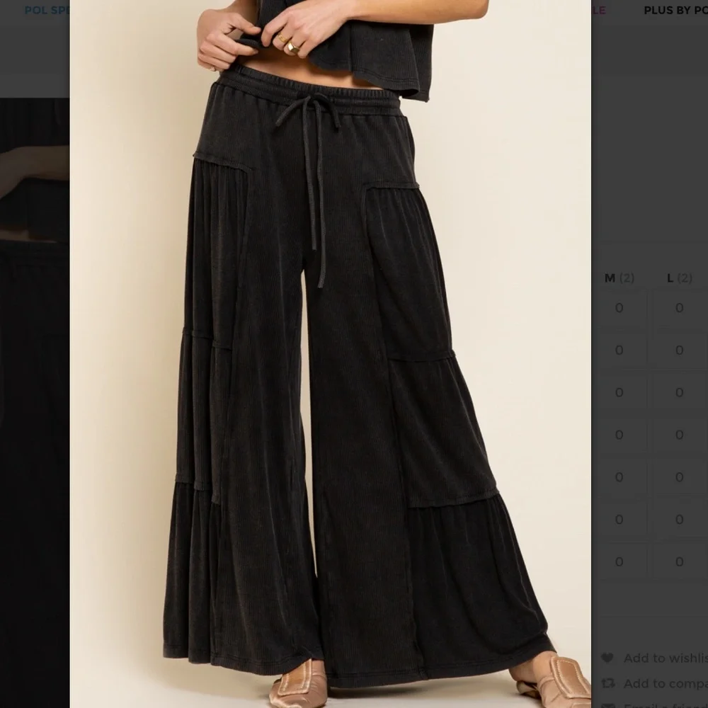 POL 💜 #63 POL Loose Fit Wide Leg Pants In Ribbed Fabrication SR1